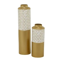 CosmoLiving by Cosmopolitan Gold Metal Honeycomb Vase Set of 2 22", 14"