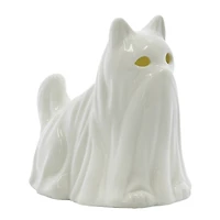 6.5" White Ghost Cat Pre-Lit Ceramic Tabletop Décor by Ashland®