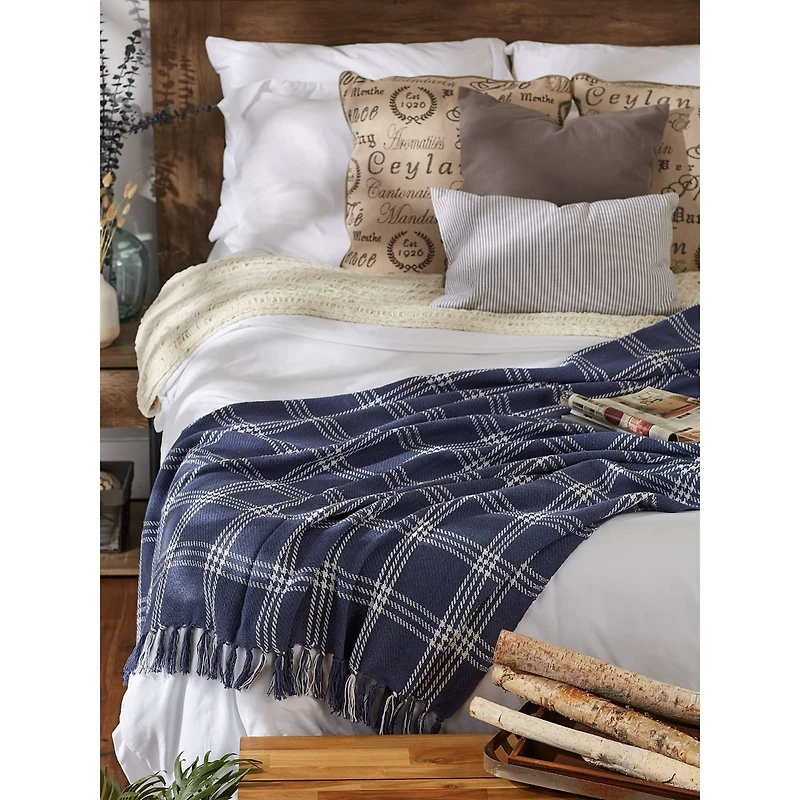 DII® French Blue Modern Farmhouse Plaid Throw