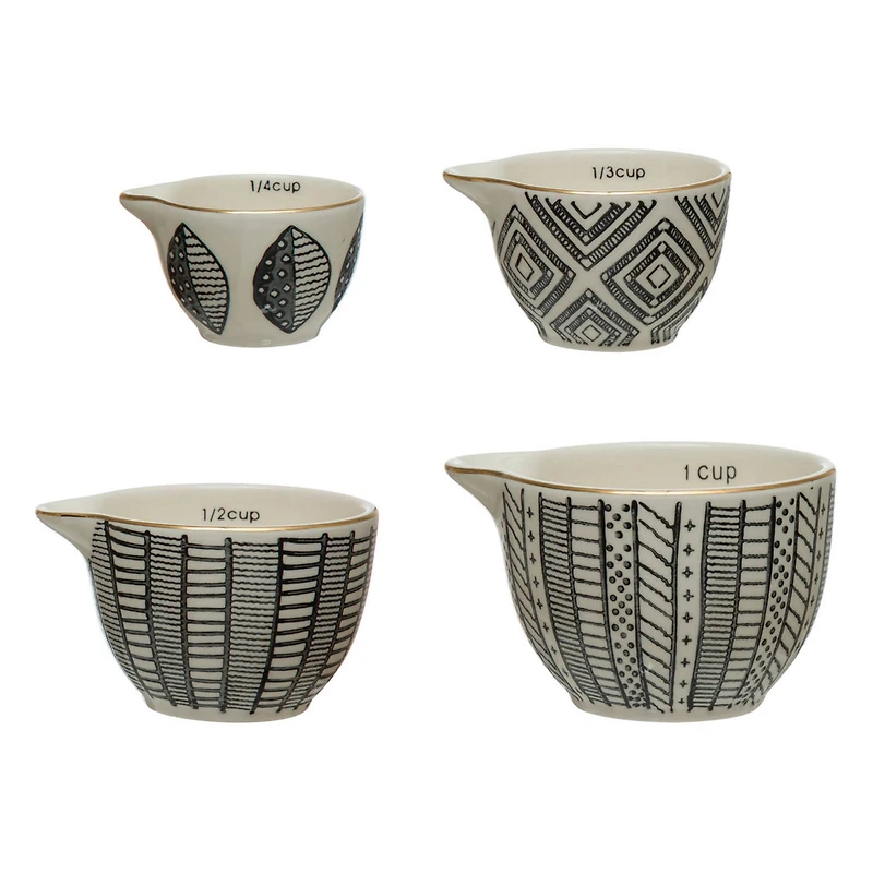 Hello Honey® Black & White Stoneware Measuring Cups Set, 4ct.