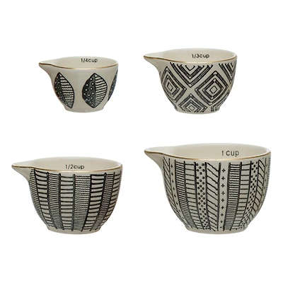 Hello Honey® Black & White Stoneware Measuring Cups Set, 4ct.