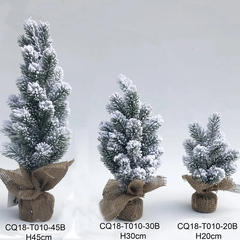 8.5", 12.5", & 17.5" Unlit Flocked Pine Artificial Christmas Trees with Burlap Base Set