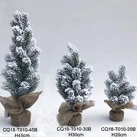 8.5", 12.5", & 17.5" Unlit Flocked Pine Artificial Christmas Trees with Burlap Base Set