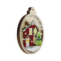 Wonderland Crafts Snowy Home Ornament Bead Embroidery on Wood Kit