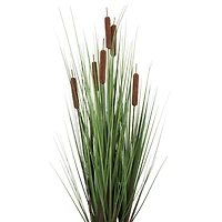 Potted Green Straight Grass & Cattails