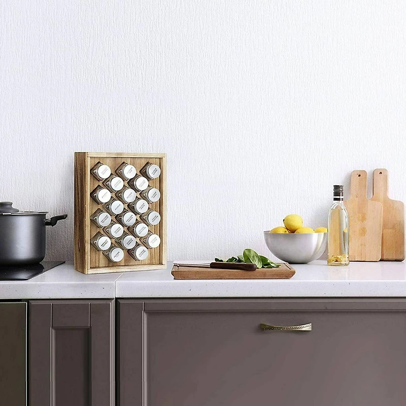 Freestanding Countertop Spice Shelf Holder with 20 Glass Jars