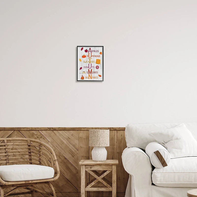 Stupell Industries Autumn Letters Seasonal Words Framed Giclee Art