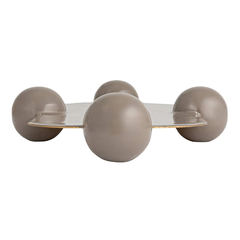 Hello Honey® 17.5" Gray Elegance Enamel Metal Tray with Ball Feet