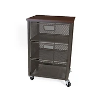 Mind Reader Black 3-Tier Metal Rolling File Cart with Drawers