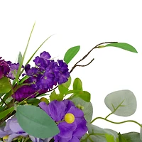 23" Purple & Yellow Eucalyptus & Hydrangea Floral Berry Spring Wreath