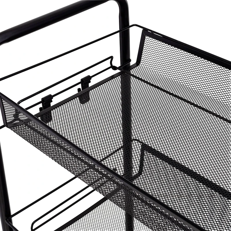 Honey Can Do Black 4-Tier Metal Rolling Cart with Trays