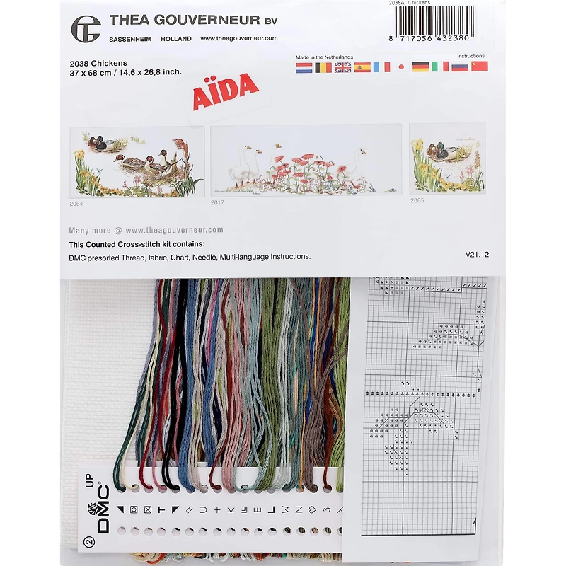 Thea Gouverneur Chickens Cross Stitch Kit