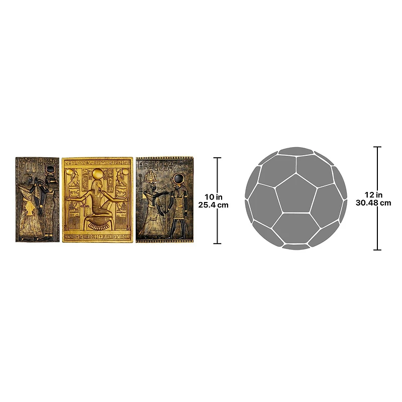 Design Toscano 10" Egyptian Temple Stele Tutankhamen, Isis & Horus Plaque Set