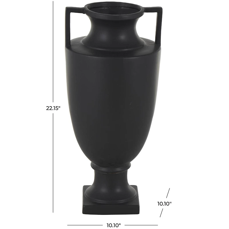 22" Black Ceramic Sleek Amphora Vase