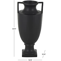 22" Black Ceramic Sleek Amphora Vase