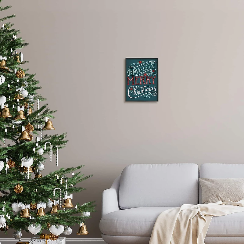 Stupell Industries Have Yourself Merry Christmas Phrase Framed Giclee Art