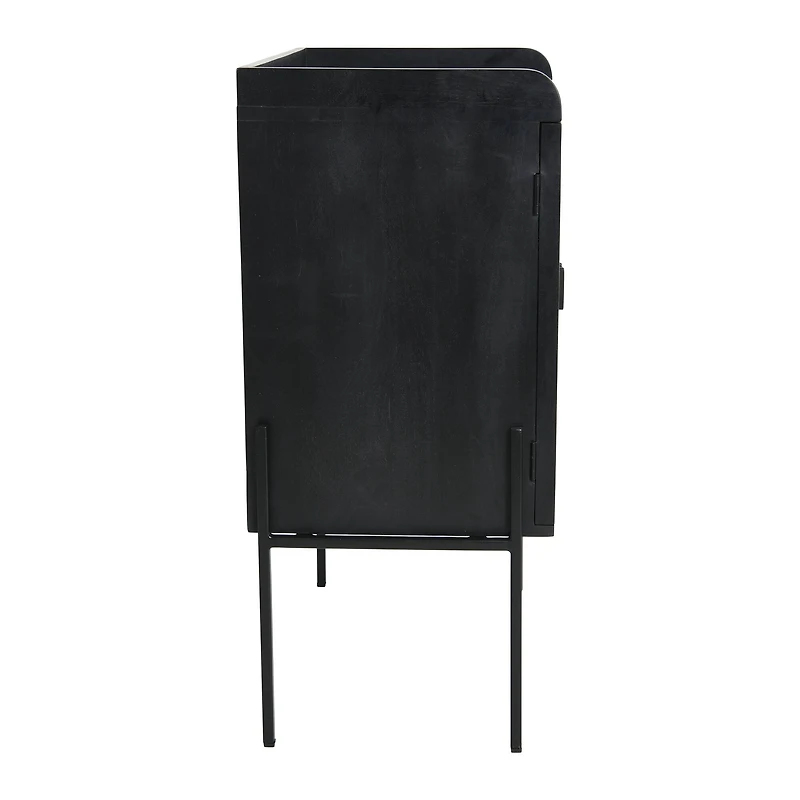 Hello Honey® 3ft. Black Bar Cabinet with Natural Woven Cane Details