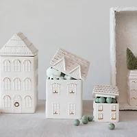 Hello Honey® White & Gold Hand-Painted Stoneware House Cookie Jar