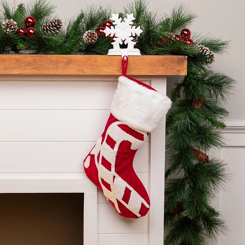 Reindeer and Snowflake Embroidered Christmas Stockings - 20" - Set of 3