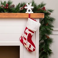 Reindeer and Snowflake Embroidered Christmas Stockings - 20" - Set of 3