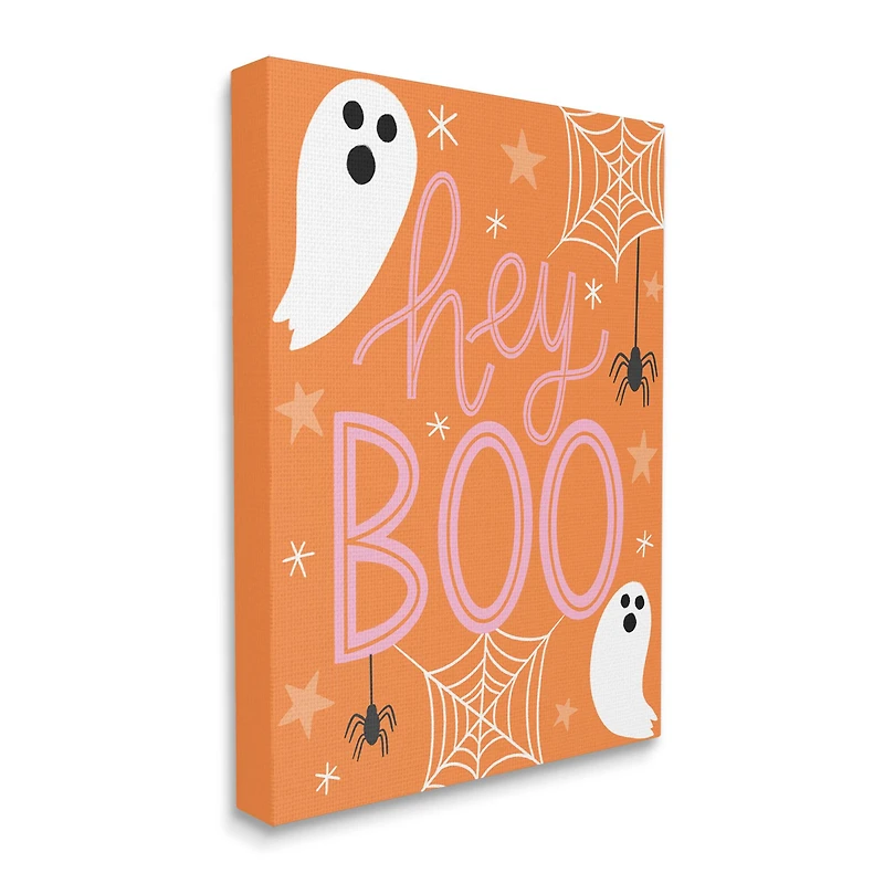 Stupell Industries Hey Boo Orange Halloween Ghosts Canvas Wall Art