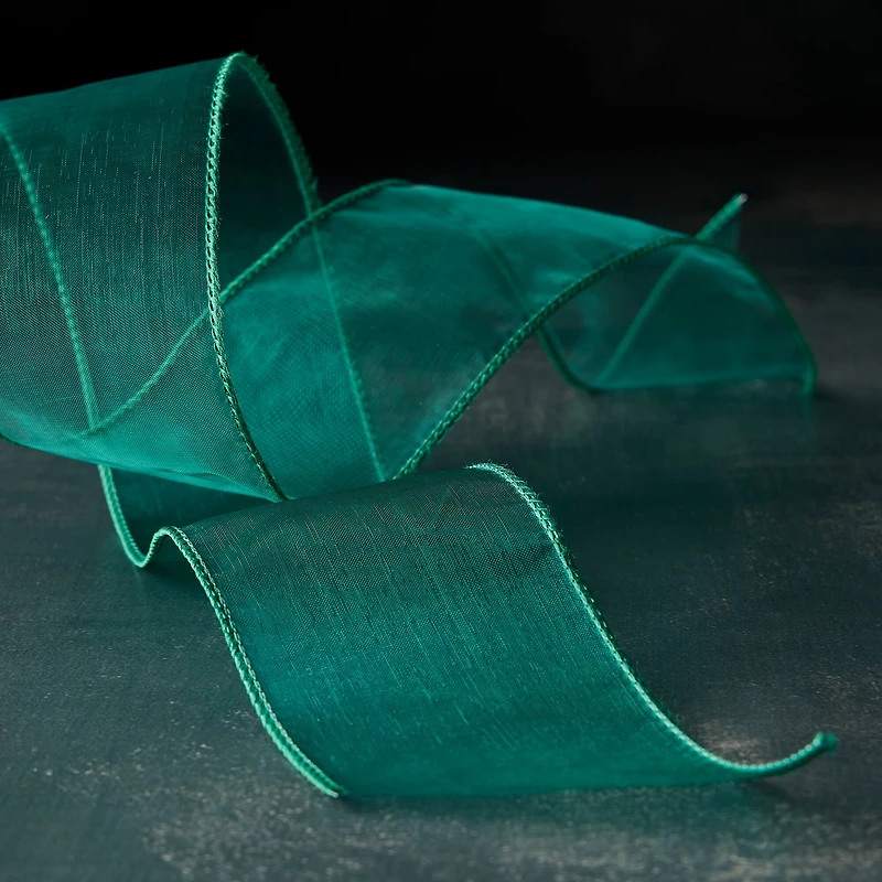 2.5" x 10yd. Green Organza Wired Ribbon by Celebrate It™ Classic