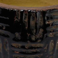 Hello Honey® Black Embossed Terracotta Planter