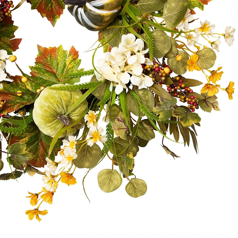 24" Pumpkins & Berries Artificial Fall Harvest Twig Wreath