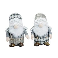Santa's Workshop 11" Gray Plaid Gnomes Set