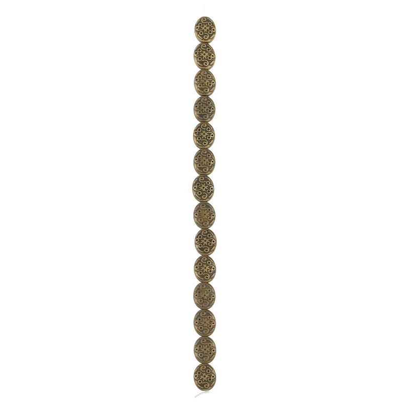 Oxidized Brass Metal Flat Oval Beads, 13mm by Bead Landing™