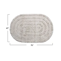 Hello Honey® Beige Modern Oval Cotton Tufted Rug With Woven Line Design, 71" x 47"