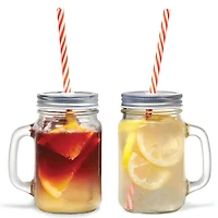 Gourmet by Starfrit 16oz. Mason Jar Mugs with Straws, 2ct.