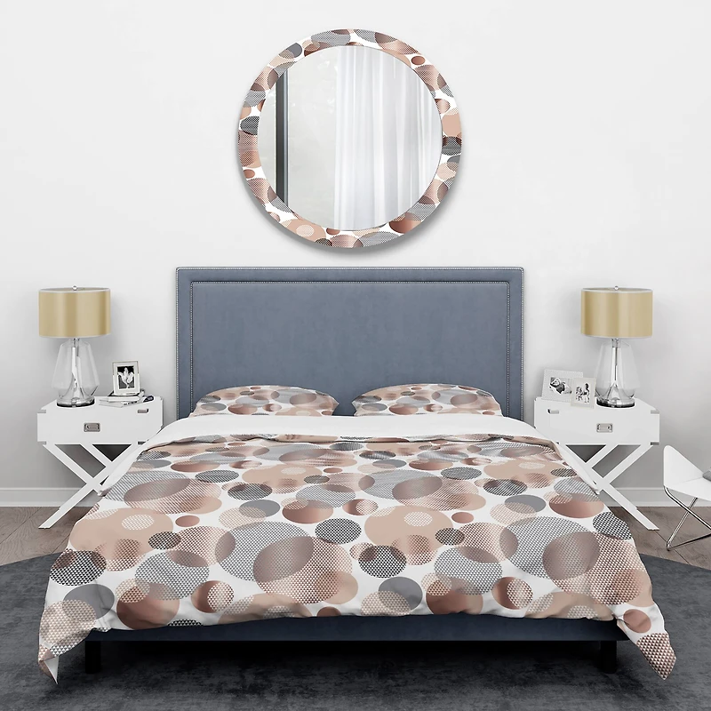 Designart 'Circular Abstract Retro Geometric XIII' Mid-Century Duvet Cover Set