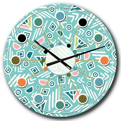 Designart 'Pastel Tribal Retro Pattern Mid-Century Modern Wall Clock