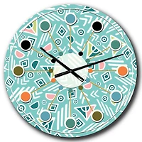 Designart 'Pastel Tribal Retro Pattern Mid-Century Modern Wall Clock