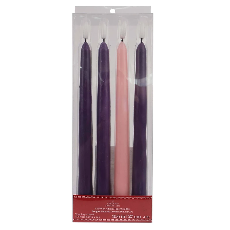 10.5" LED Wax Advent Taper Candles, 4ct. by Ashland®