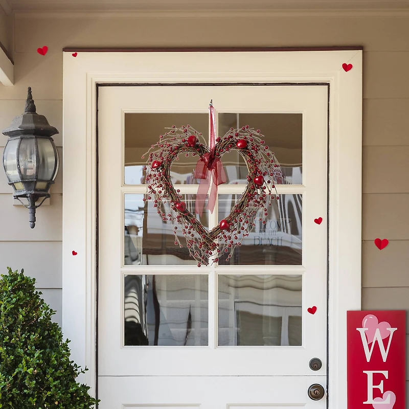 Glitzhome® 17" Valentine's Berry Heart Wreath