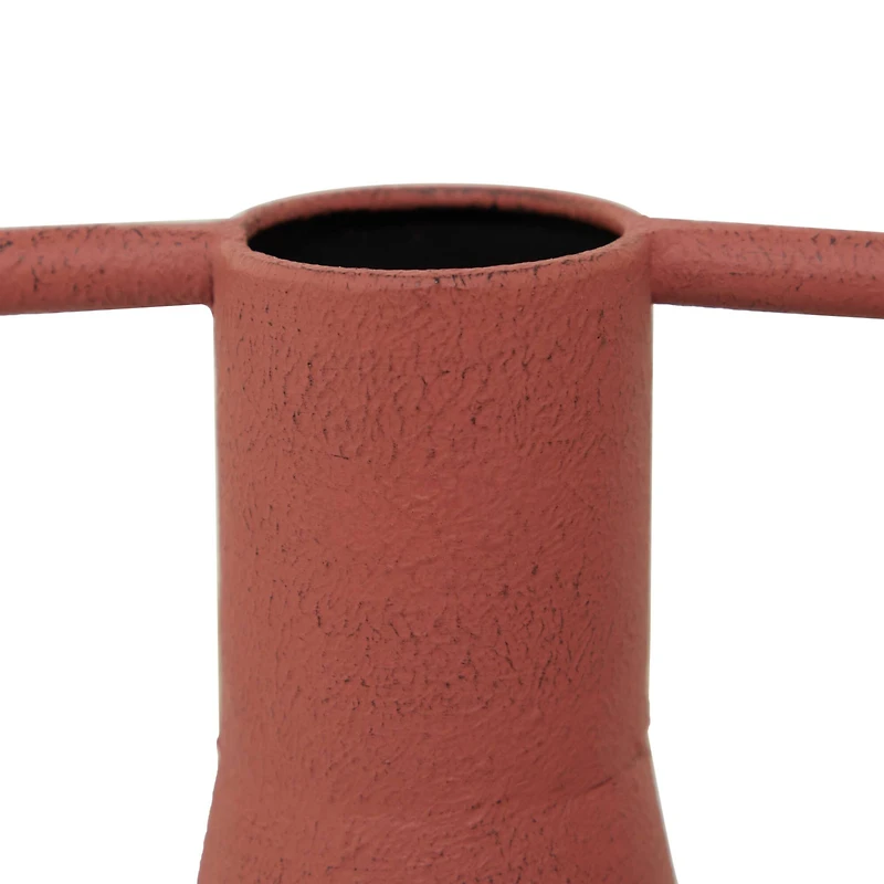 The Novogratz Orange Metal Vase with Handles Set of 2 12", 14"