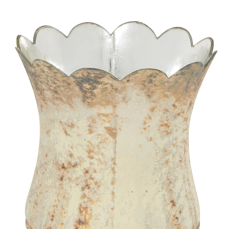 Set of 2 Brown Glass Rustic Candle Holder, 7.5", 9"