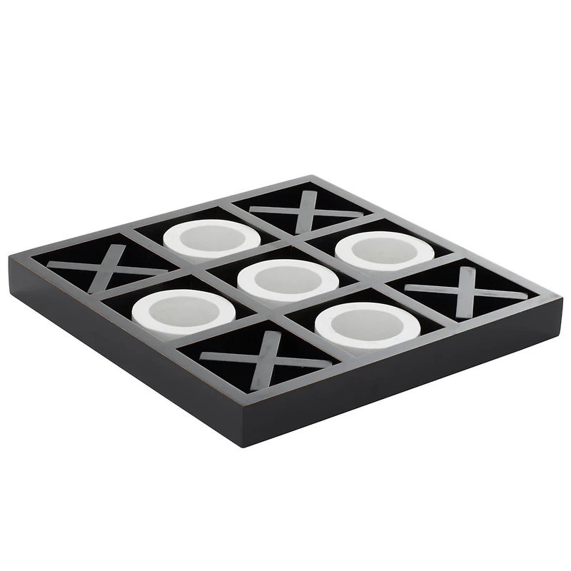 Black & White Wood Tic-Tac-Toe Game Set
