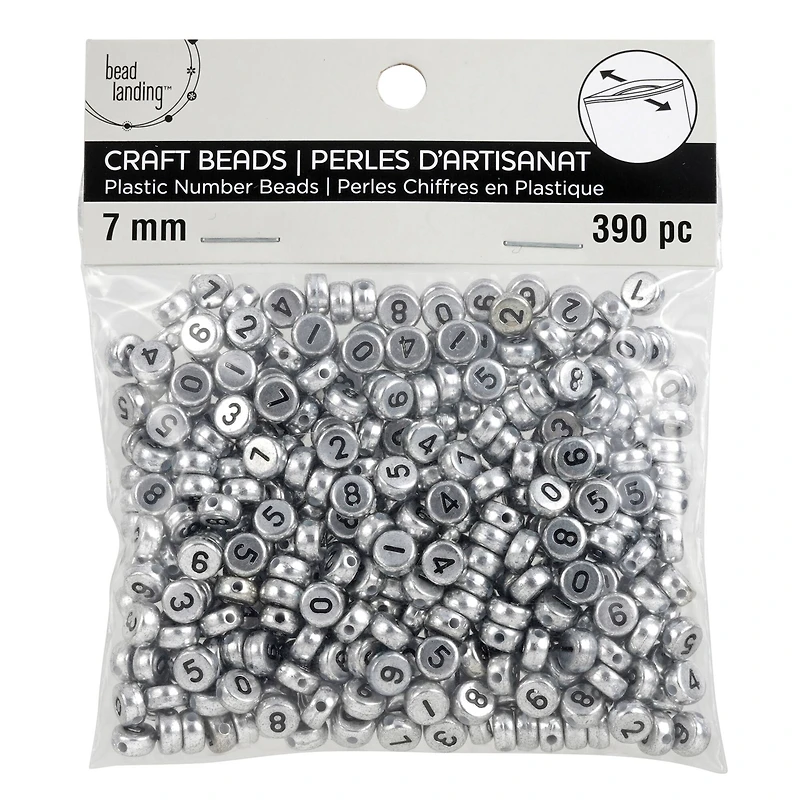 Plastic Number Circle Craft Beads by Bead Landing™, 7mm
