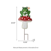 Glitzhome® 30" Metal Stacked Mushroom & Frog Yard Stake
