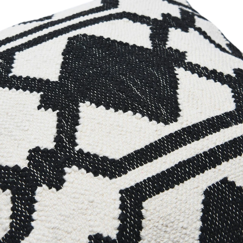 Hello Honey® Black & White Pattern Woven Wool & Cotton Pillow