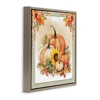 Stupell Industries Autumn Pumpkins Floral Border Floater Framed Art