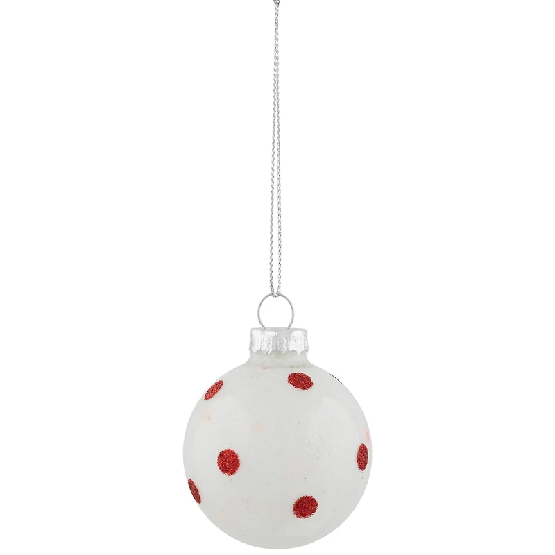 12ct. 1.75" 2-Finish Red & White Glass Ball Ornaments