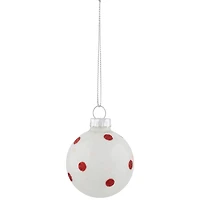 12ct. 1.75" 2-Finish Red & White Glass Ball Ornaments
