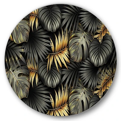 Designart - Black and Gold Tropical Leaves II