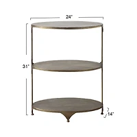 Hello Honey® 31'' Antique Gold Oval Metal 3-Tier Shelf Side Table