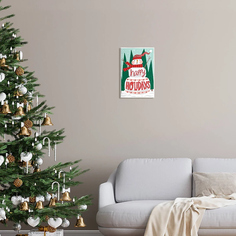 Stupell Industries Happy Holidays Happy Snowman Wall Plaque Art
