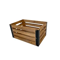 12.5" Natural Brown Wood & Metal Crate by Ashland®